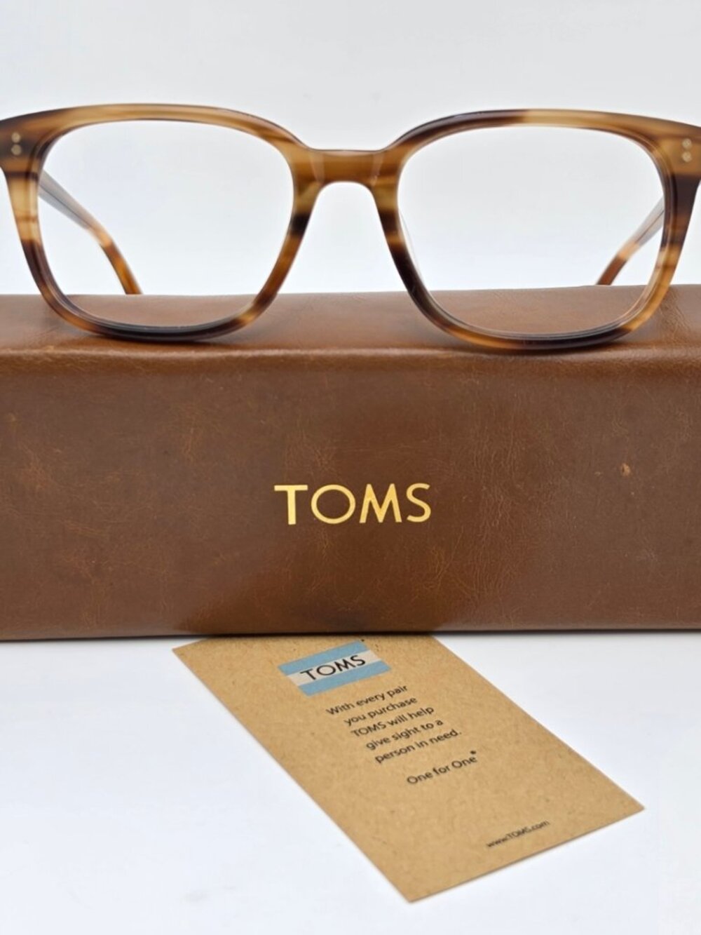 Toms Helms 10010511 Mocha Brown Stripe Unisex Eyeglasses Frame w/ Case 51-18-147